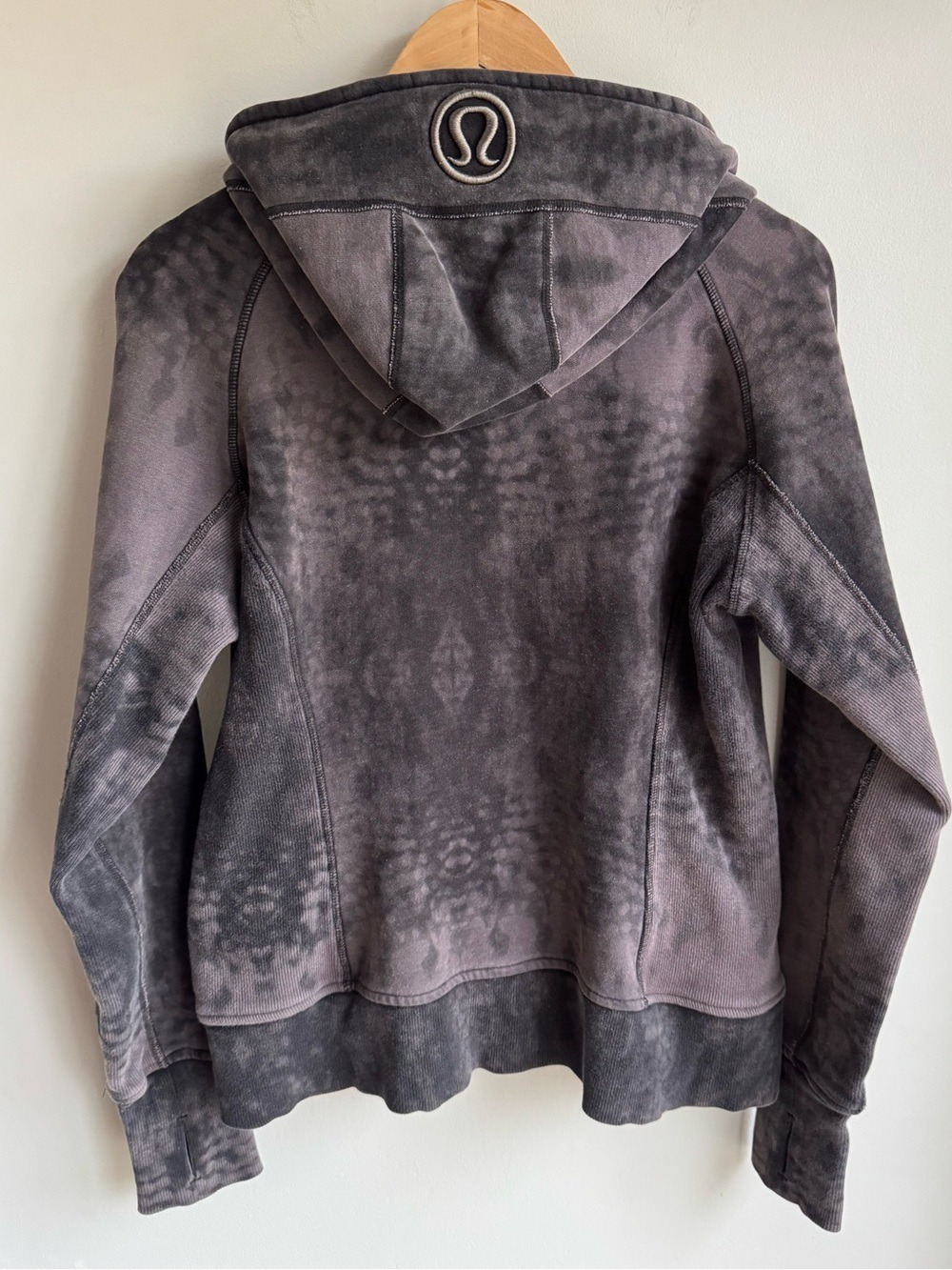 Lululemon Tie-Dye Scuba Hoodie Womens 12 Grey Hooded Full Zip Sweatshirt - Picture 8 of 12